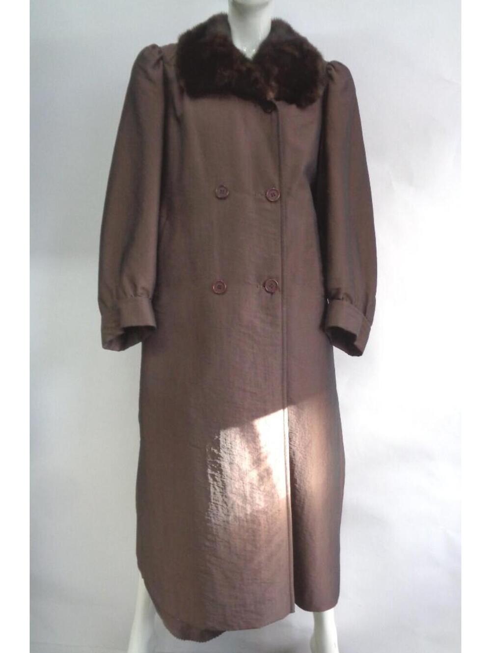 Excellent Dark Ranch Mink Fur Lined Lining Raincoat Coat Women Woman Size 6-8